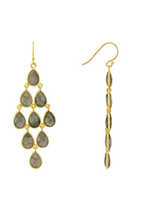 Latelita Erviola Gemstone Cascade Earrings Gold Labradorite