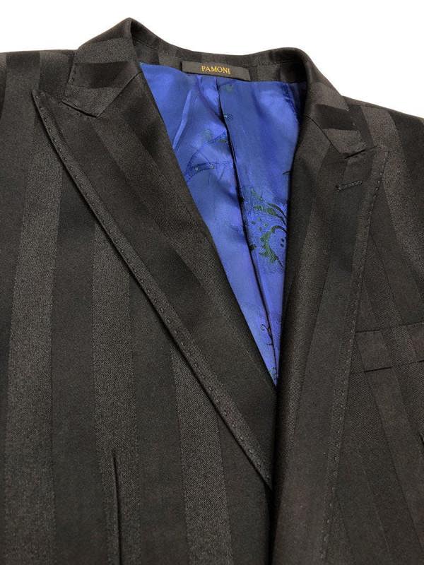 Black Bold Stripe 2-button 3-piece Suit - Pamoni