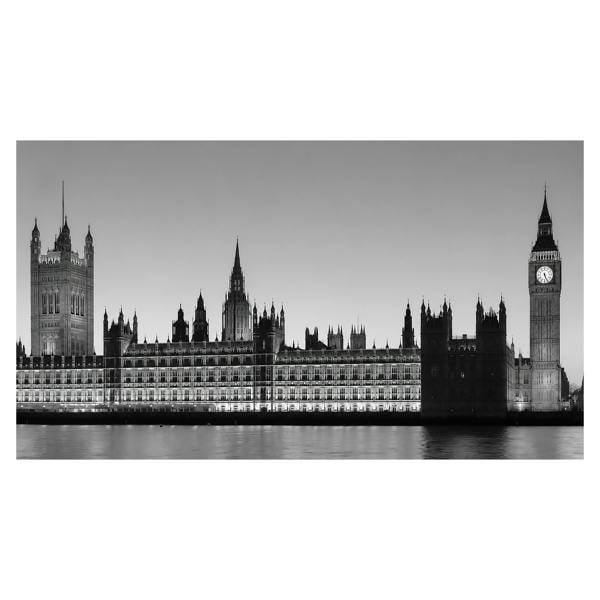 Big Ben LED Canvas Wall Art – London Parliament Print with 15 Lights, Stretched Wooden Frame, 100 × 60 cm