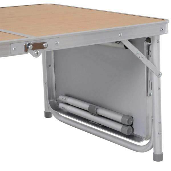 Underside storage area with pull-out bar on folding picnic table