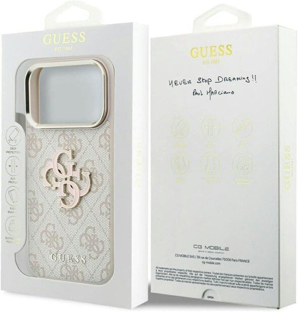 Guess 4G & Big Resin Logo Case for iPhone 17/18 Pro Max 6.9" Pink - GUHCP18X6P4SRMLP