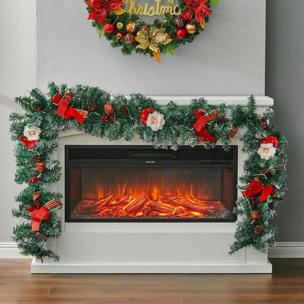 Cute Pre-lit Artificial Christmas Garland with Santa for Door and Mantel Living and Home