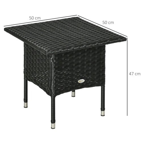 Wyld Haus Varilu Black Rattan Outdoor Coffee Table With Woven Top