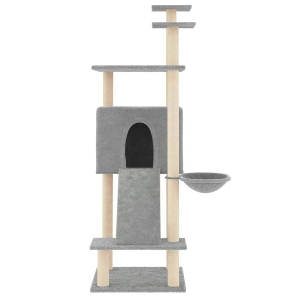Berkfield Cat Tree with Sisal Scratching Posts Light Grey 153 cm