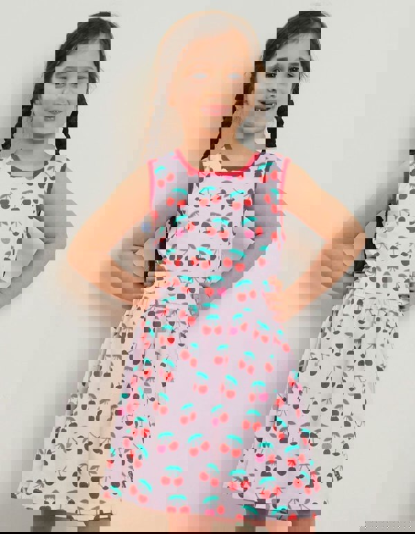 Organic Cherry Print Summer Dress - Toby Tiger UK Retail