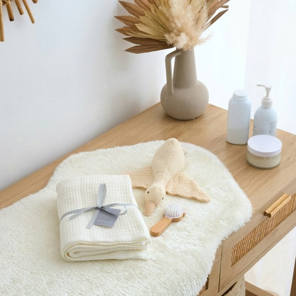 Luxury Organic Cotton Knit Baby Blanket – Oat Milk - The Tiny Bed Company™