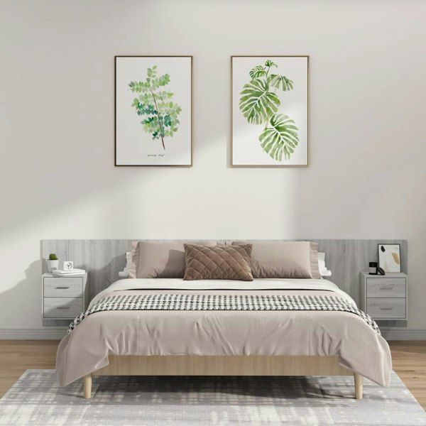 Berkfield Bed Headboard with Cabinets Grey Sonoma Engineered Wood