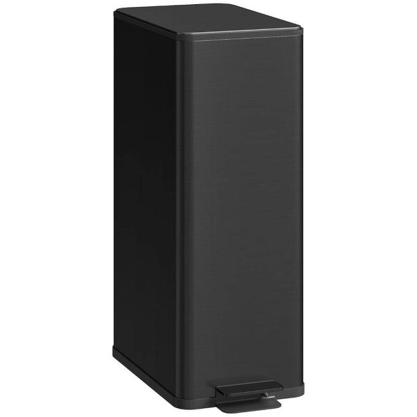 20L Kitchen Pedal Bin, Slim Stainless Steel Rubbish Bin with Removable Inner Bucket, Soft-Close and Stay-Open Lid, Black
