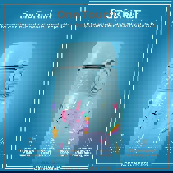 ION8 Leak Proof Kids Water Bottle, Stainless Steel, Blue Unicorns, 400ml (13oz)