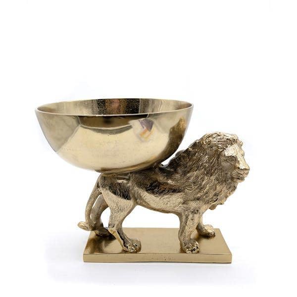 Antique Gold Lion with Bowl