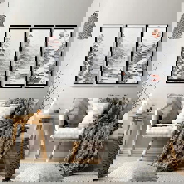 Modern Living Room Art | Set of 3 Asian Inspired Wall art Prints