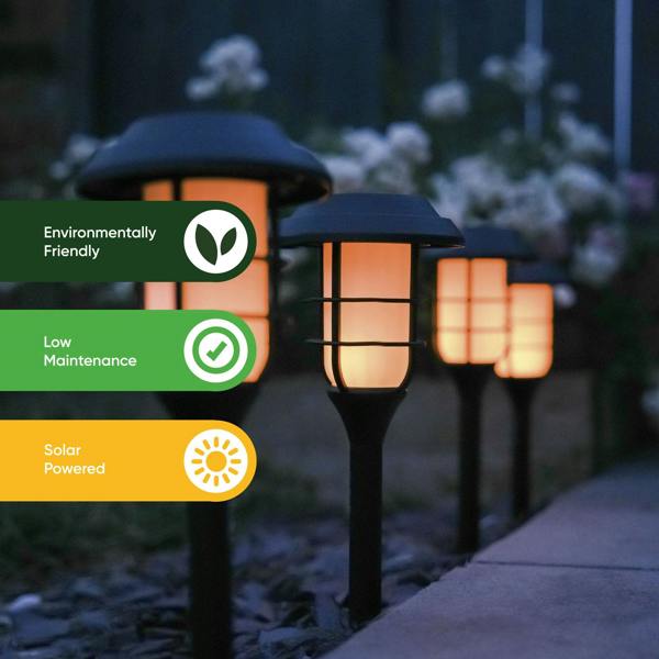 Gardenwize Pack of 4 Solar Stake Lights – Flaming LED Torch Lights