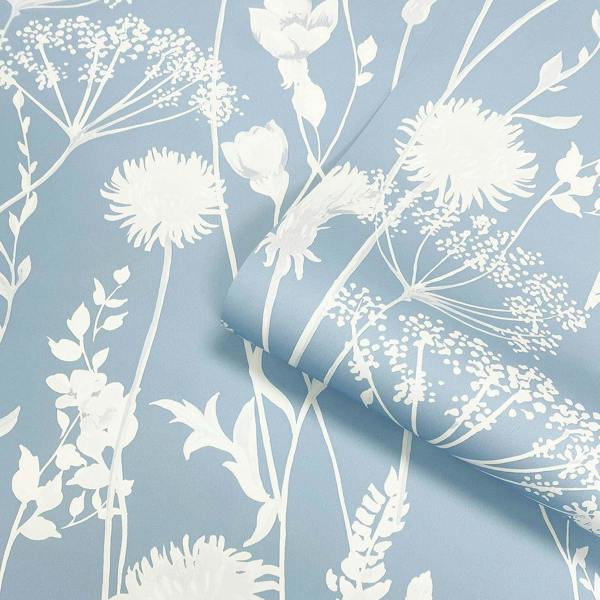 Catherine Lansfield Meadowsweet Floral Blue Wallpaper