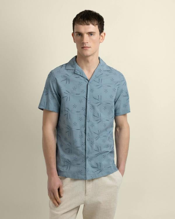 Larsson & Co Daan - Floral Embossed Short Sleeve Shirt