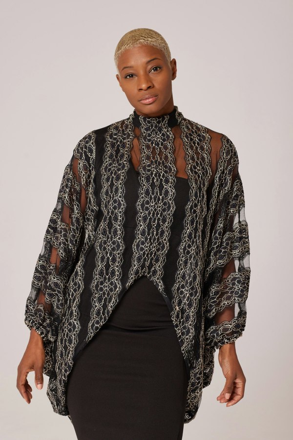 Lioness by TF Lace Luxe Tunic - Black & Gold