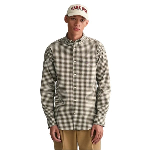 Gant Mens Classic Gingham Check Poplin Regular Shirt - Green