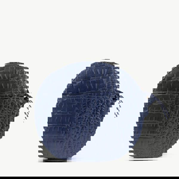 Assots London 'Jane' Navy Croc Leather Round Designer Crossbody Bag