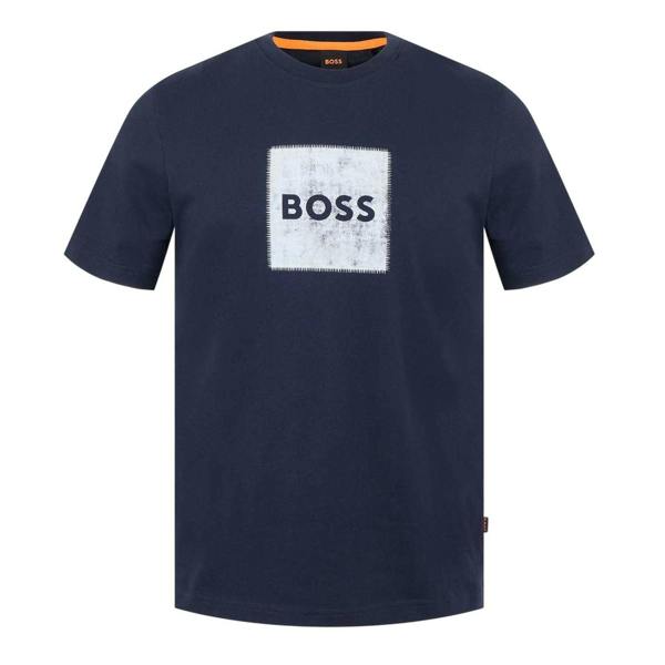 Boss Mens Box Logo T-Shirt - Navy - 