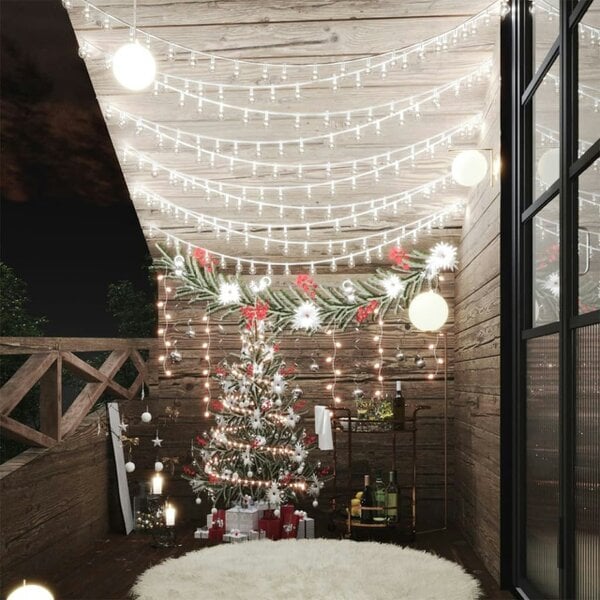 Berkfield Globe Fairy String Lights 20m 200 LED Cold White 8 Function