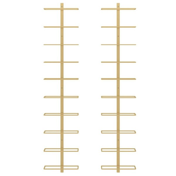 Berkfield Wall-mounted Wine Rack for 10 Bottles 2 pcs Gold Metal