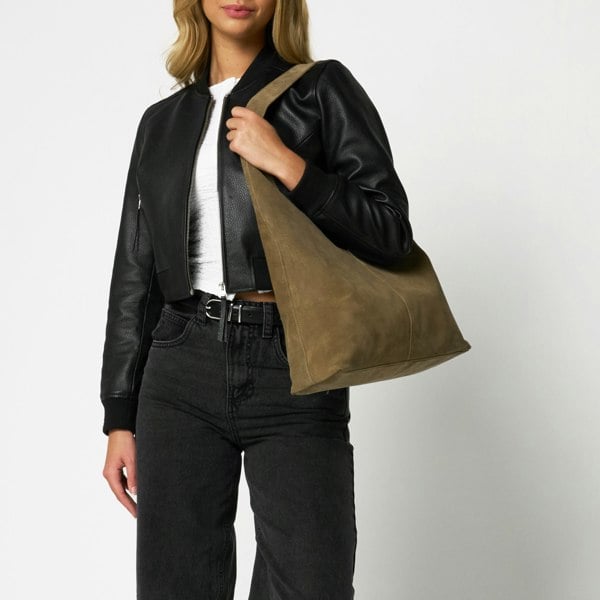 Barneys Originals Real Cow Suede Slouch Bag