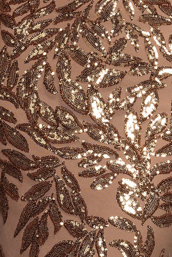 Cross Back Diamante Strap Sequin Maxi - Gold DR4009