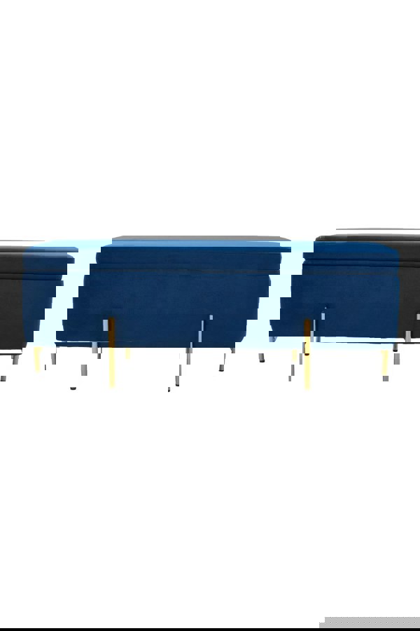 Living and Home Blue Flannel Upholstered Storage Bench