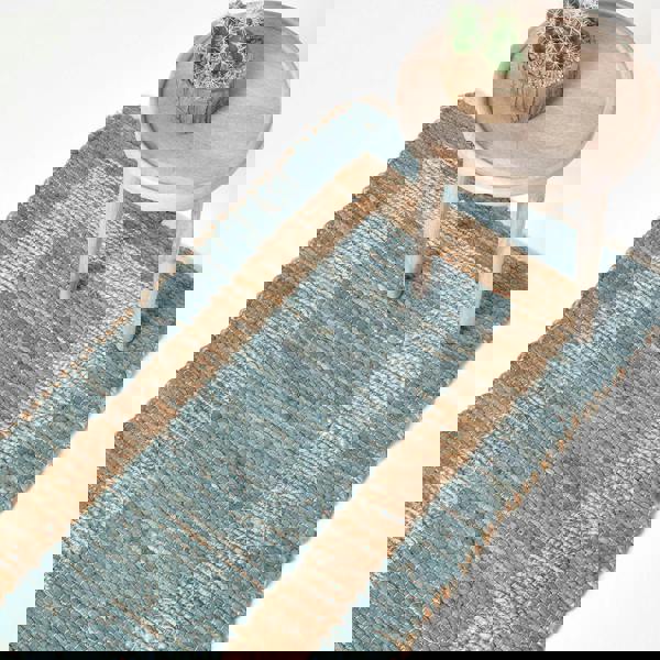 HOMESCAPES Veranda Grey and Nude Hemp Chindi Rug