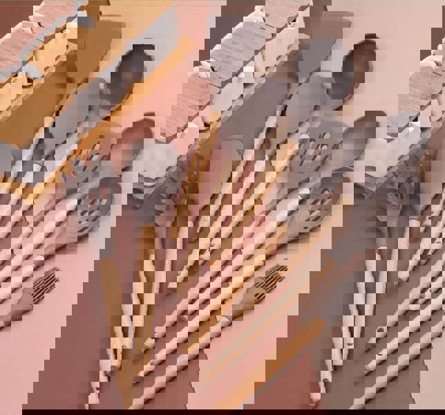 Anygleam Kitchen Utensils 11 Set Natural Beech Wooden Handle Cookware Tool with Storage Heat Resistant Non Stick Accessories