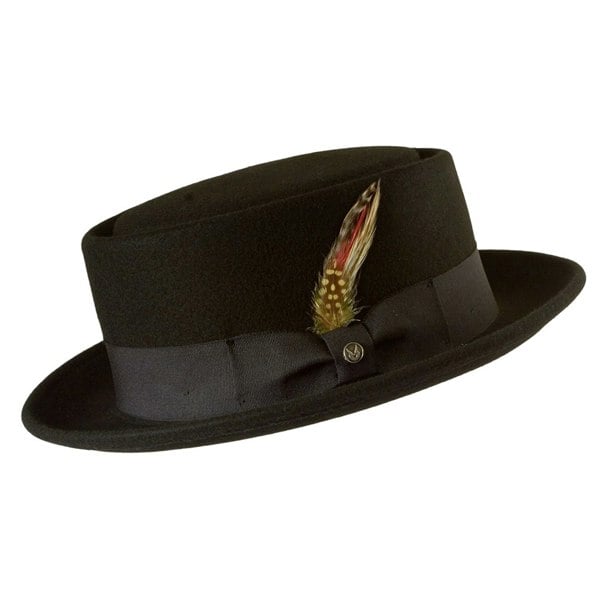 Gamble & Gunn's Classic Pork Pie Hat 100% Black Wool