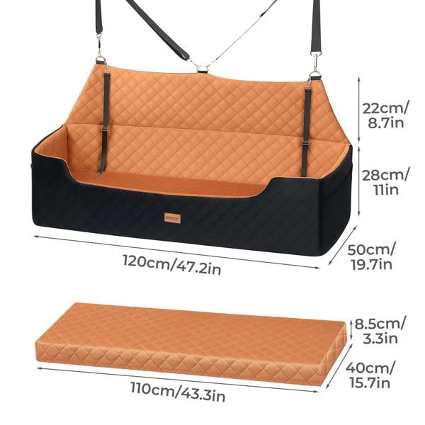 Skylos Dog Booster Car Seat Travel Carrier Bed Basket for Pet up to 100lbs Brown