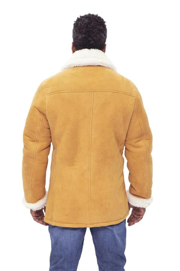 Infinity Leather Mens Classic Sheepskin Car Coat-Auburn