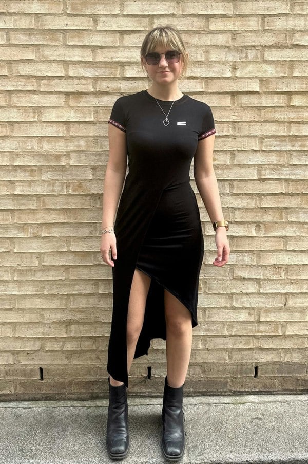 Handmade Stories Upcycled asymmetrical midi black dress