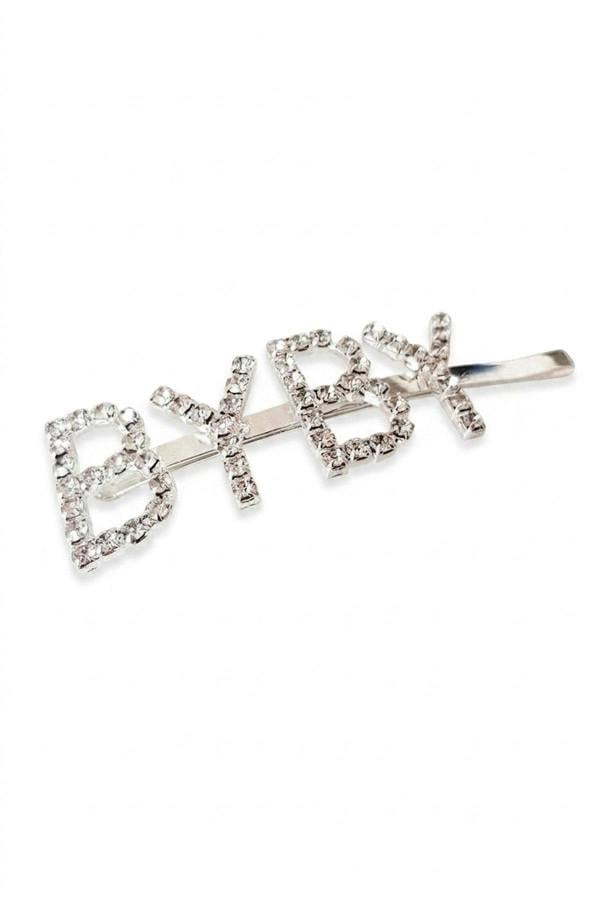 Lia Slogan Diamante Detail Hair Clip - Silver_wb
