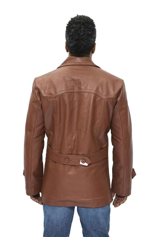 Infinity Leather Mens Cowhide Leather Peacoat-Krakaw
