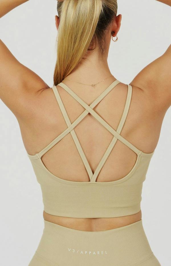 V3 Apparel Form Seamless Scrunch Shorts & Sports Bra Set - Light Camel