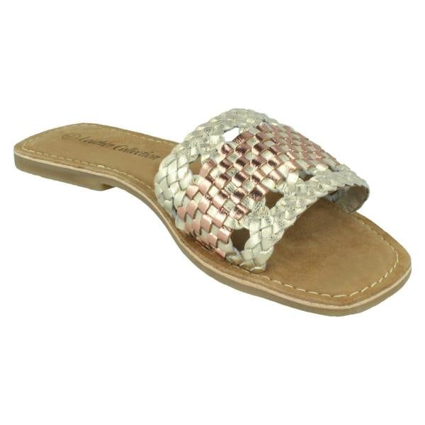 Leather Collection Ladies Leather Collection Flat Weave Mules F00272