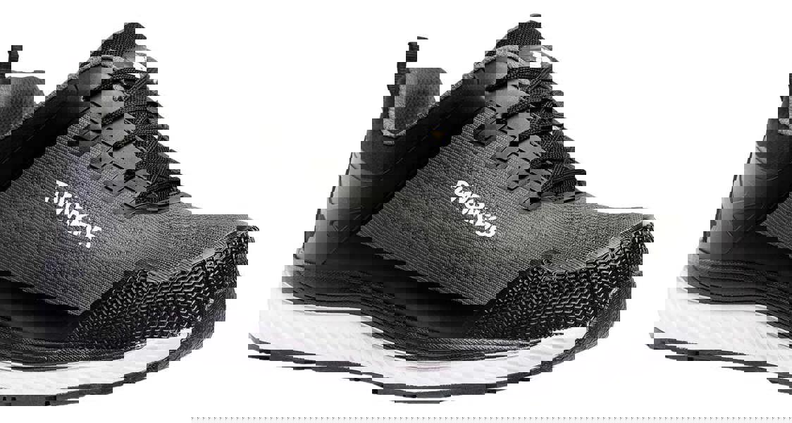 TOWORKFOR Super Set Mens/Womens Composite S1P Safety Trainers, black and grey safety athletic footwear with protective toe cap and slip-resistant sole.