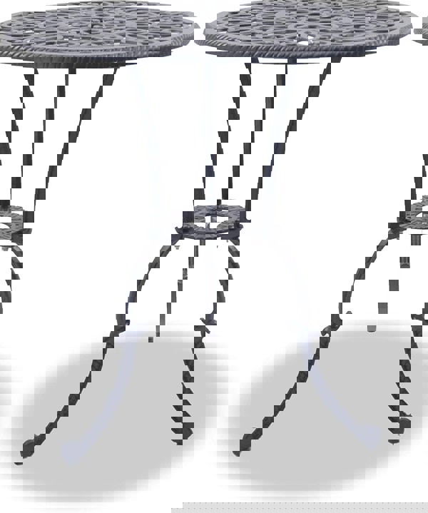 Centurion Supports BANGUI Grey Luxurious Garden and Patio Table and 2 Large Chairs with Armrests Cast Aluminium Bistro Set