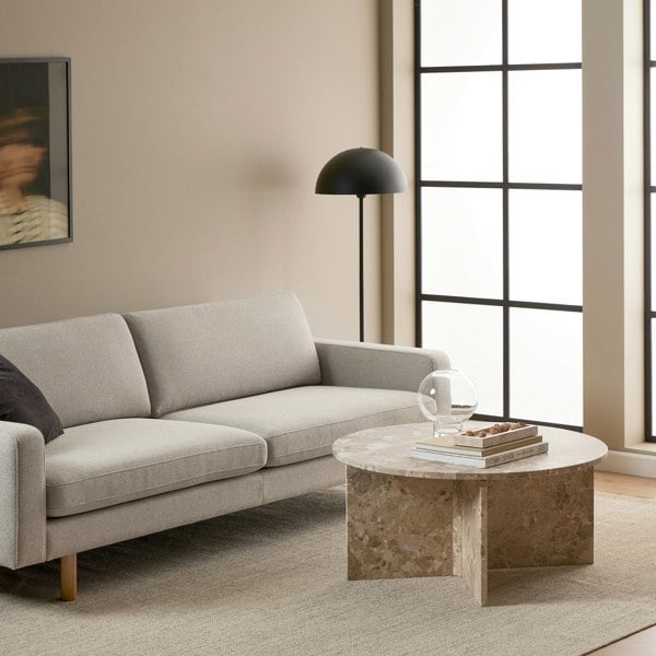Furniture To Go Vega Round Coffee Table with Brown Marble Top 90cm