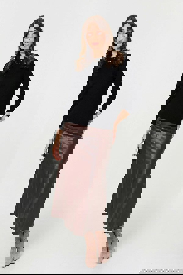 Black | Plain Soft Knit Long Sleeve Jumper
