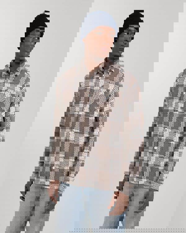 Larsson & Co Light Brown & Cream Check Overshirt