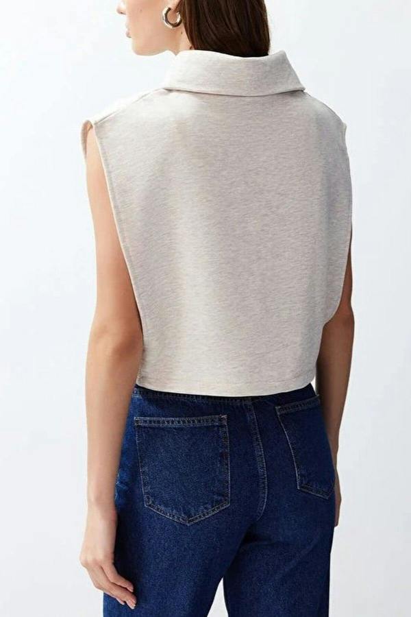 WOVCOR Stand Collar Moon Sleeve Thick Zippered Vest