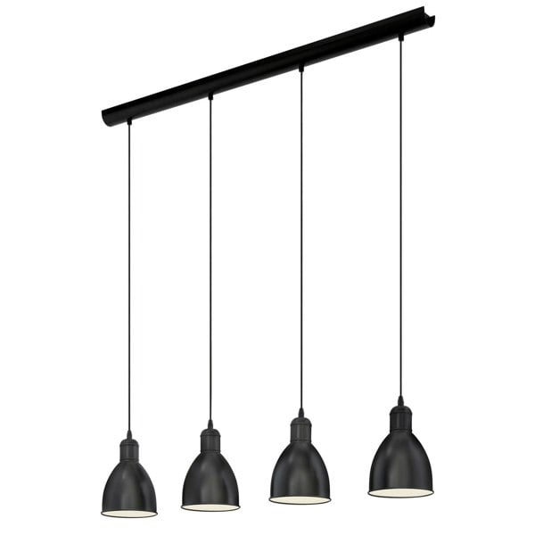 Hanging Ceiling Pendant Light Black & White Steel 4 x 40W E27 Bulb Loops