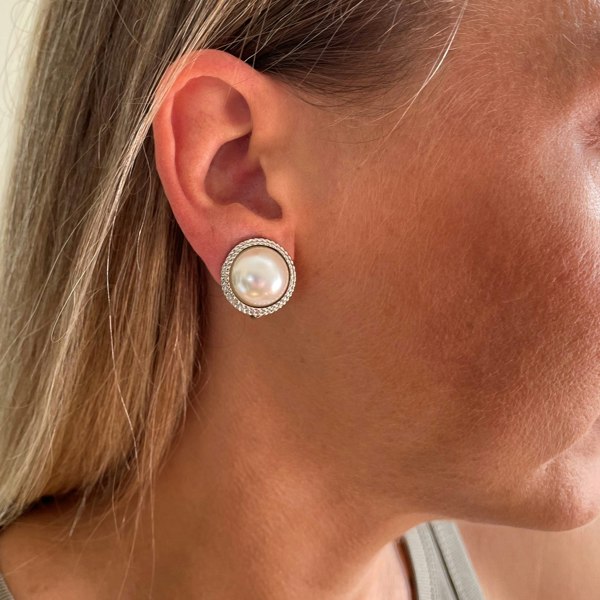 Cachet London Elan Pearl Silver Clip On Earrings