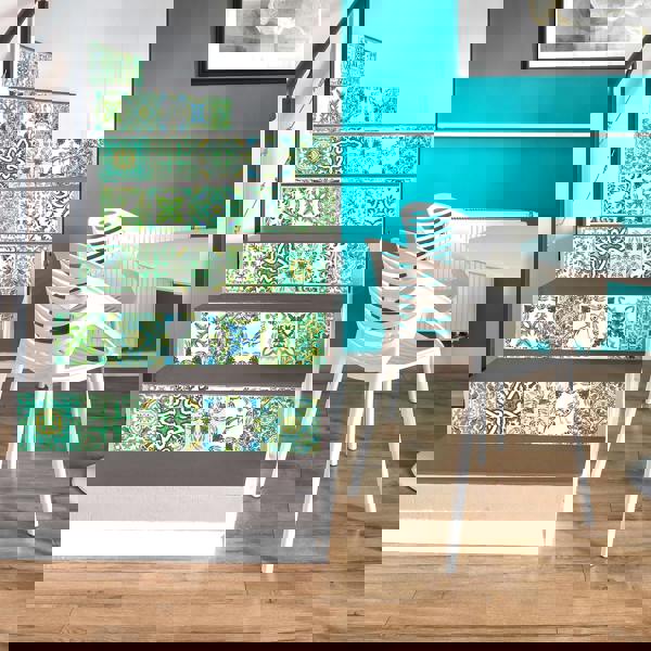 WT1520 - Turkish Green Mosaic Tile Sticker - 15 cm x 15 cm - 24 pcs