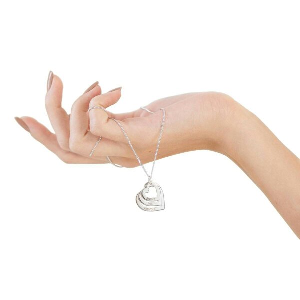 Christopher James of London Sterling Silver Triple Heart Personalised Family Necklace