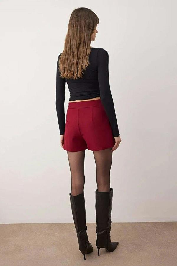 WOVCOR Mini Short Skirt with Button Detail