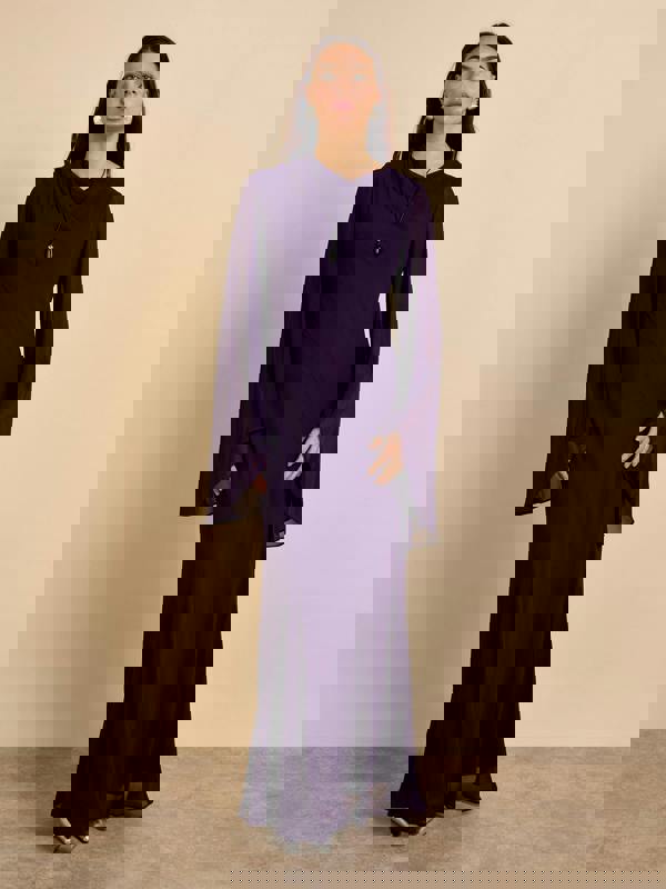 GWD Aisha Deep Purple Floaty Sleeve Maxi Dress