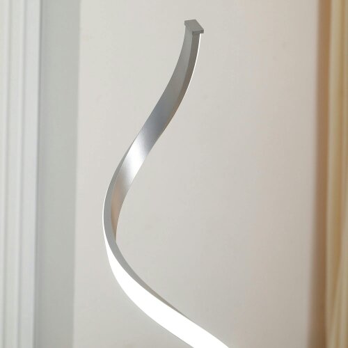 Wyld Haus Marimba Metal Silver Dimmable Spiral Floor Lamp With Adjustable Brightness And Square Base